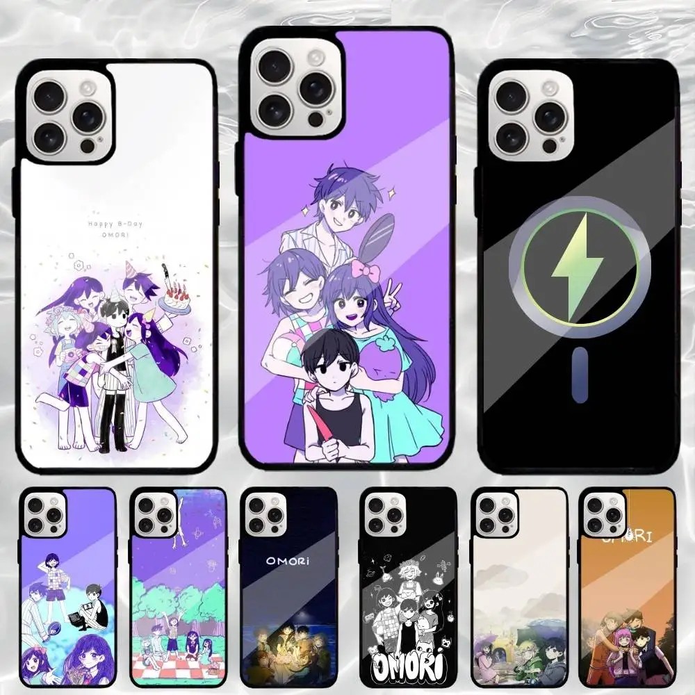 O-Omori Game Telefoonhoesje voor iPhone17,16,15,14,13,12,11 Plus, Pro Max Magnetisch Magsafe Draadloos opladen