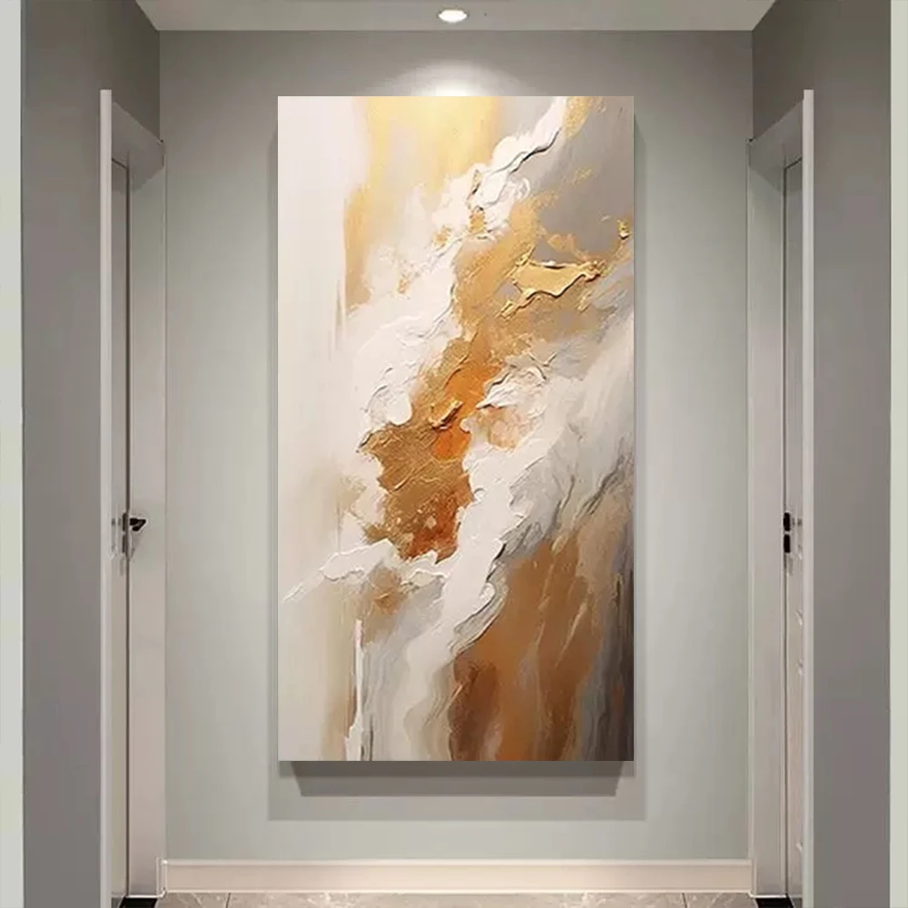 

Hand-Painted Oil Painting Nordic Home Decor And Wall Paintings Nostalgic Retro Gold Flowers Canvas Paintings Brilliant Wall Art