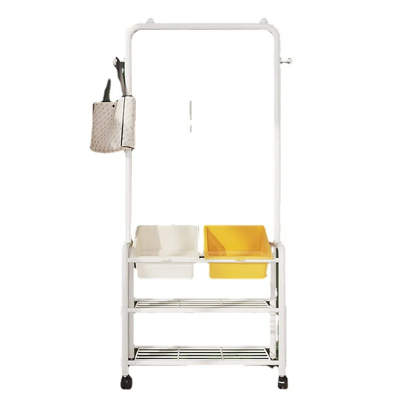 Floor to Floor Multi-Layer Clothes Rack, Vertical Bedroom, Living Room, Clothing Storage, Thick Bed with Wheel