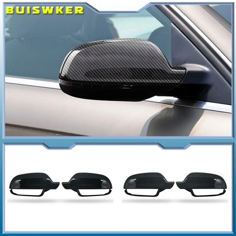 

2Pcs Carbon fiber style Rearview Mirror Shells Cover Protection Cap Car Styling Shell Side Mirror Shell Covers For A3 A4 A5 B8.5