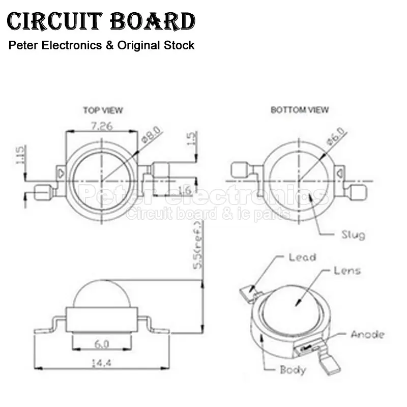 10 Stuks 3W High Power Led Light-Emitting Diode Leds Chip Smd Warm Wit Rood Groen Blauw Geel Voor Spotlight Downlight Lamp