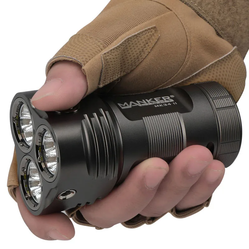 Manker MK34 II (Upgraded) Ultra Bright LED Flashlight, 34,000 Lumens, 3x 18650 Battery, Intelligent Temperature Regulation, EDC