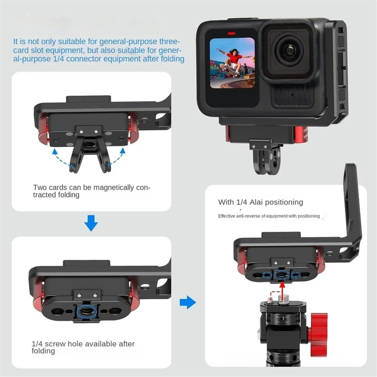 Magnetic Base L Shape Bracket for 13 12, Vlog Horizontal Vertical Fast Mount, 1/4 Foldable Tripod Adapter
