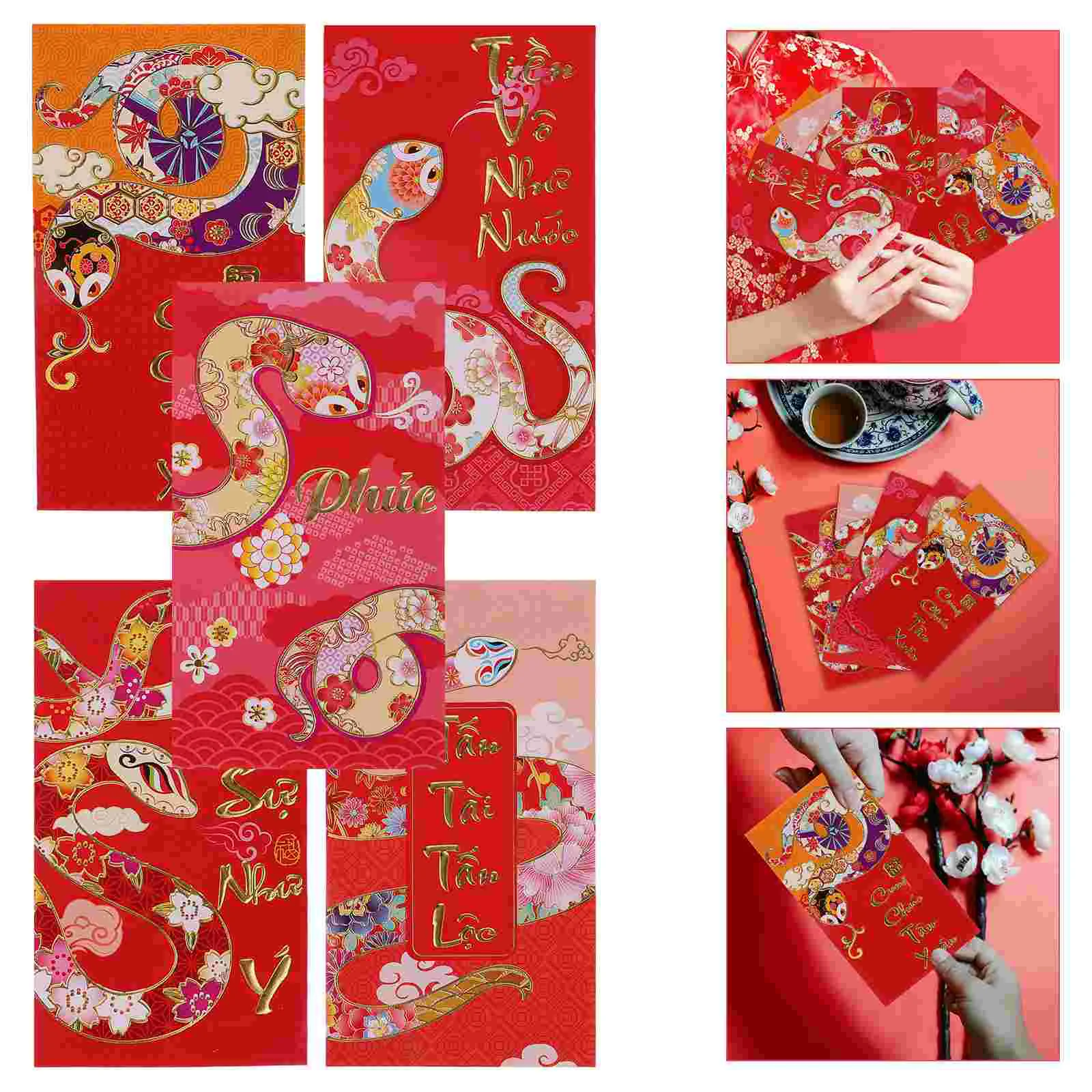 

30 Pcs Vietnamese Red Envelope Money Envelopes Lunar New Year Decor Cards Chinese Dragon Pocket for Cartoon Stickers