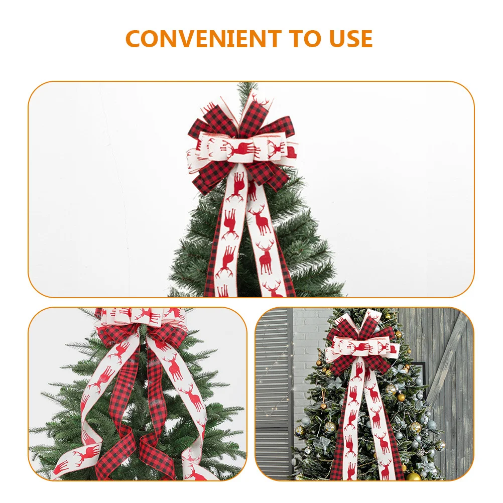 

Large Christmas Tree Topper Bowknot Decorative Ornament Xmas Tree Party Decor Large Bows Wreath Bows Treetop Bowknot