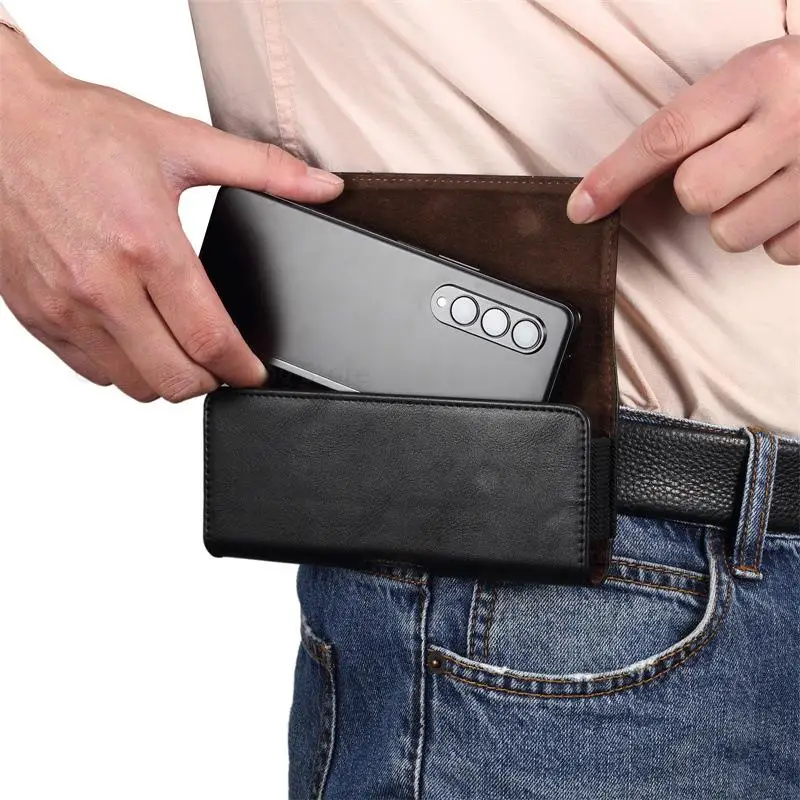 

For ZTE Nubia Fold 5G Leather Phone Cases Waist Bag Pouches For ZTE nubia Fold 5G Fundas Belt Magnetic Flip Holster Phone Cover
