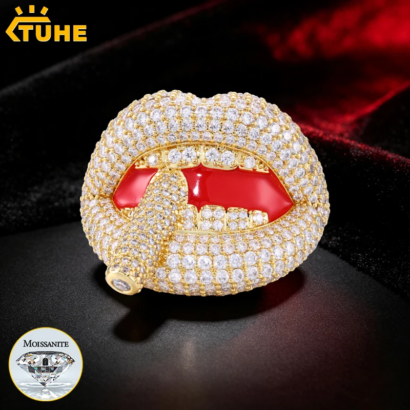 tuhe-moissanite-iced-out-mouth-ring-gold-plated-copper-hip-hop-statement-ring-red-enamel-tongue