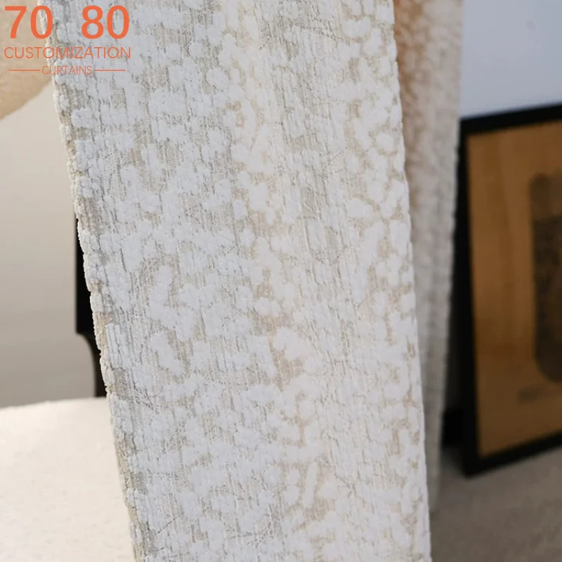 

Vintage Cream Style French Three Dimensional Relief Jacquard Chenille Curtains for Living Room Bedroom Balcony Customization
