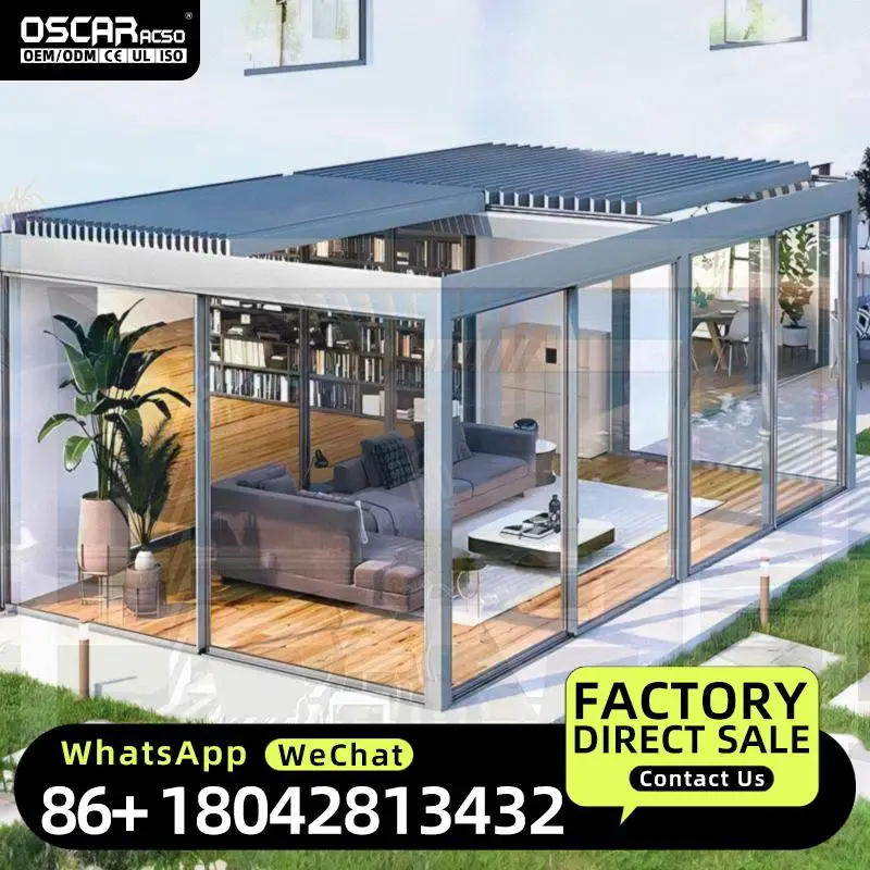 4x4m Customized Outdoor Waterproof Motorized Louvered Aluminium Structure for Garden Patio Backyard in US Pergola
