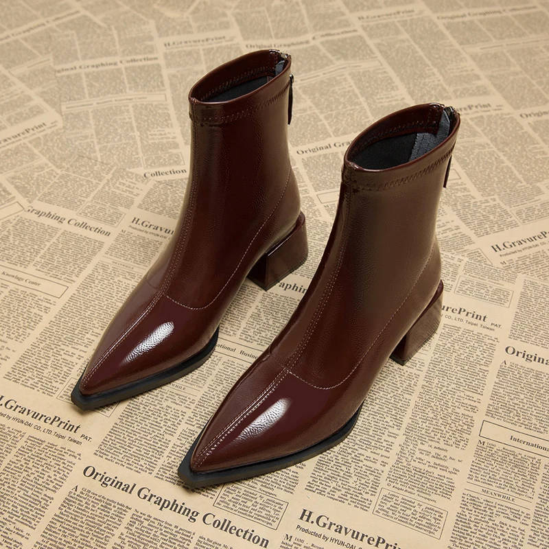 Spring Autumn Vintage Slimming Women Ankle Boots Ladies Concise Low Heel Short Botas Zapatos De Mujerr view 2