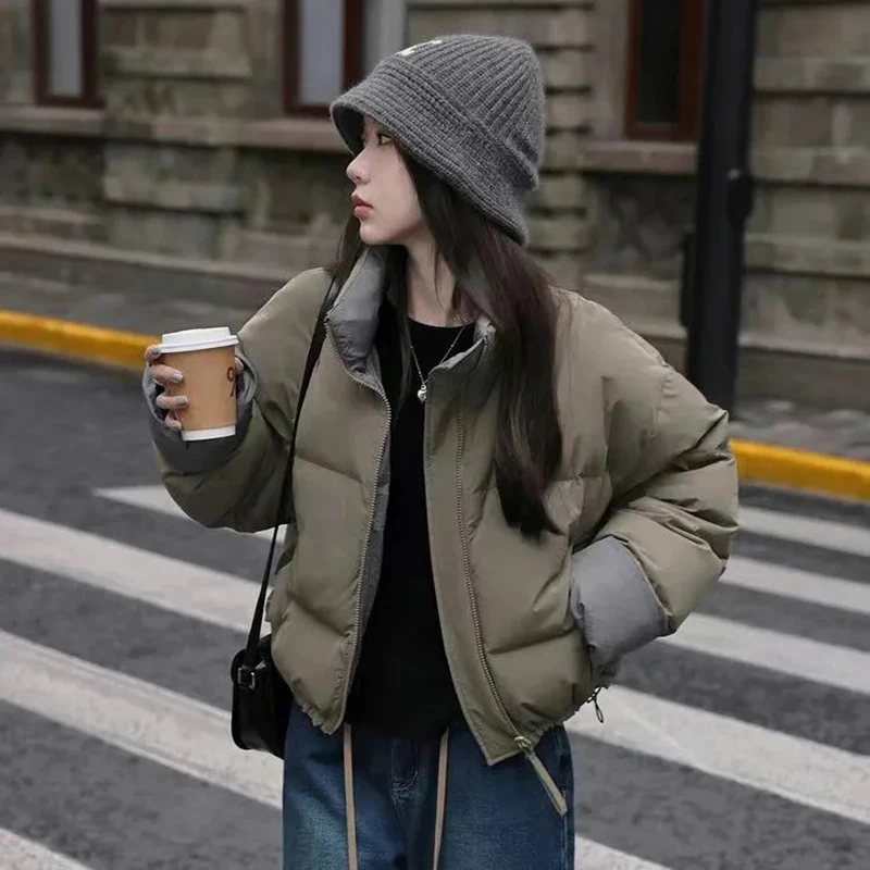 Gidyq Fashion Women Warm Jacket Winter Korean Streetwear Cotton Padded Down Parkas Female Casual Zipper Loose Outerwear New