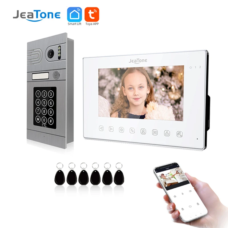 Jeatone 7Inch Tuya Wireless Wifi Video Intercom for Home Video Doorbell Keyboard Unlock  FHD 1080p Screen House Intercom System