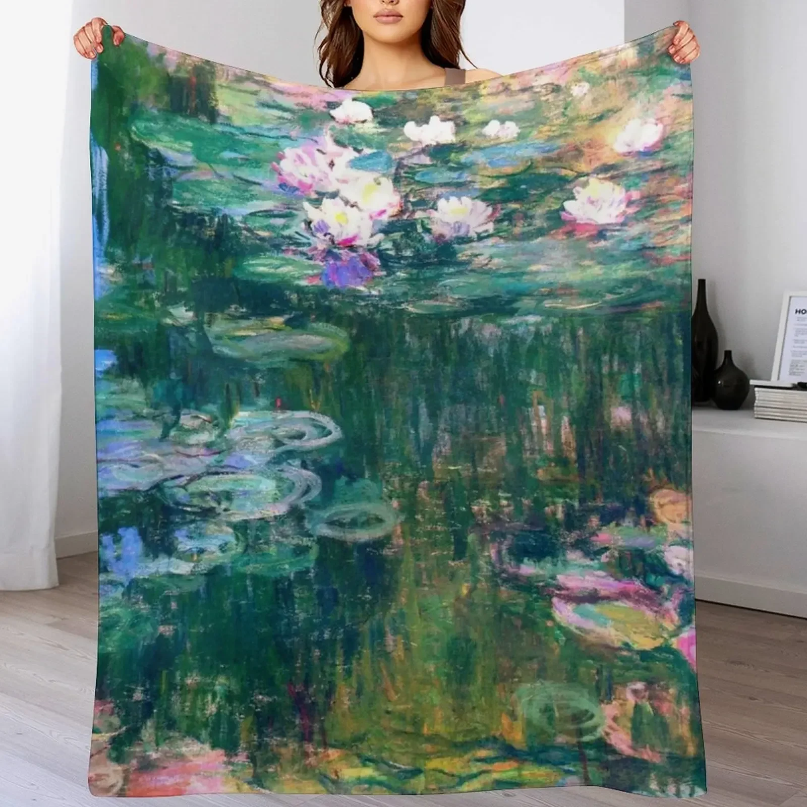 

Water Lilies monet Throw Blanket Elegant Warm Throw Blanket for Hotel Home