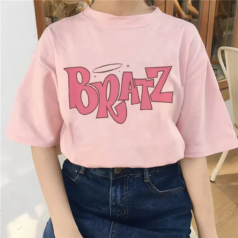

Bratz Y2k Harajuku Эстетическая футболка Женская Harajuku Эстетический белый топ Повседневная футболка 2025 Новая летняя модная женская футболка Футболка