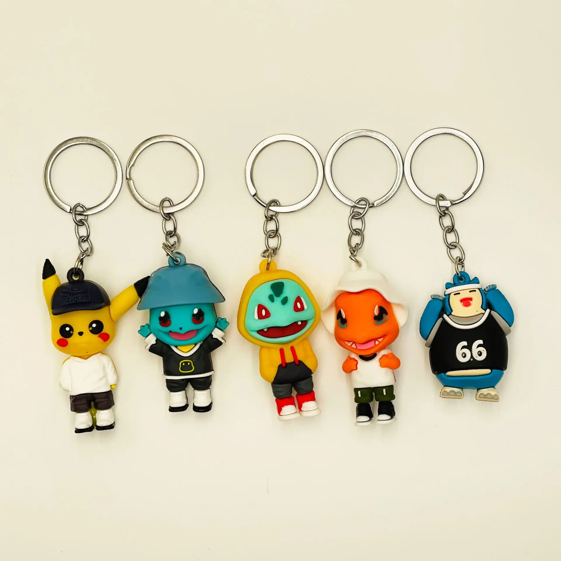 5 Style Pokemon Anime Figures Keychain Pikachu Cartoon Key Chain Charmander Fashion Bag Keyring Pendant Accessories Kid Toy Gift