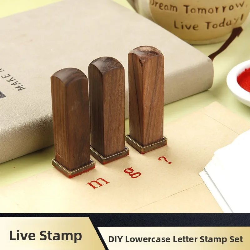 

Набор из 26 штампов с маленькими английскими буквами из черного эбенового дерева и цинкового сплава, винтажные штампы для самостоятельного изготовления, идеально подходят для бизнеса и повседневного использования.