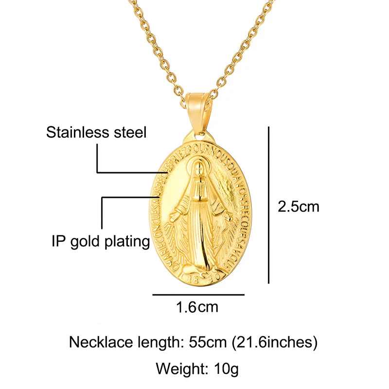 1 Stück Edelstahl Unsere Liebe Frau Jungfrau Maria Anhänger Medaillon Milagrosa Charms Silber Farbe Religiöse Schmuck Zubehör – Detail 4