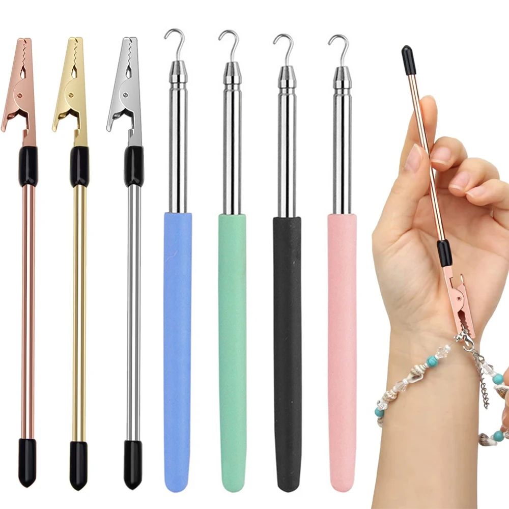 1Pc Metal Bracelet Fastener Wear Auxiliary Tool Retractable Jewelry Wear Assistant Wrist Gadget Supplies Accessories Findings