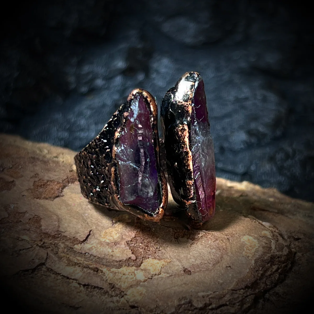 YEEVAA Vintage Amethyst Raw Stone Ring-Handmade Adjustable Healing Crystal Jewelry for Women,Spiritual Gift for Party Favor