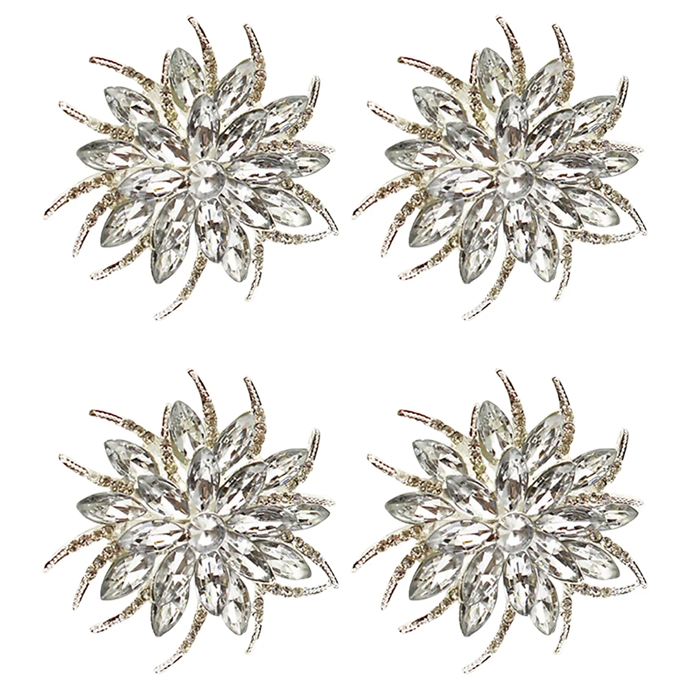 

Rhinestone Napkin Rings Zinc Alloy Christmas Decor Silver Clasps Table Accessories Holiday Gifts Napkin Buckles