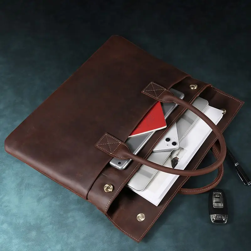 Conference Luxury 2022 Office Unique Men's Waterproof Leather Handbag Genuine Custom Clutch Tote Bag Briefcases