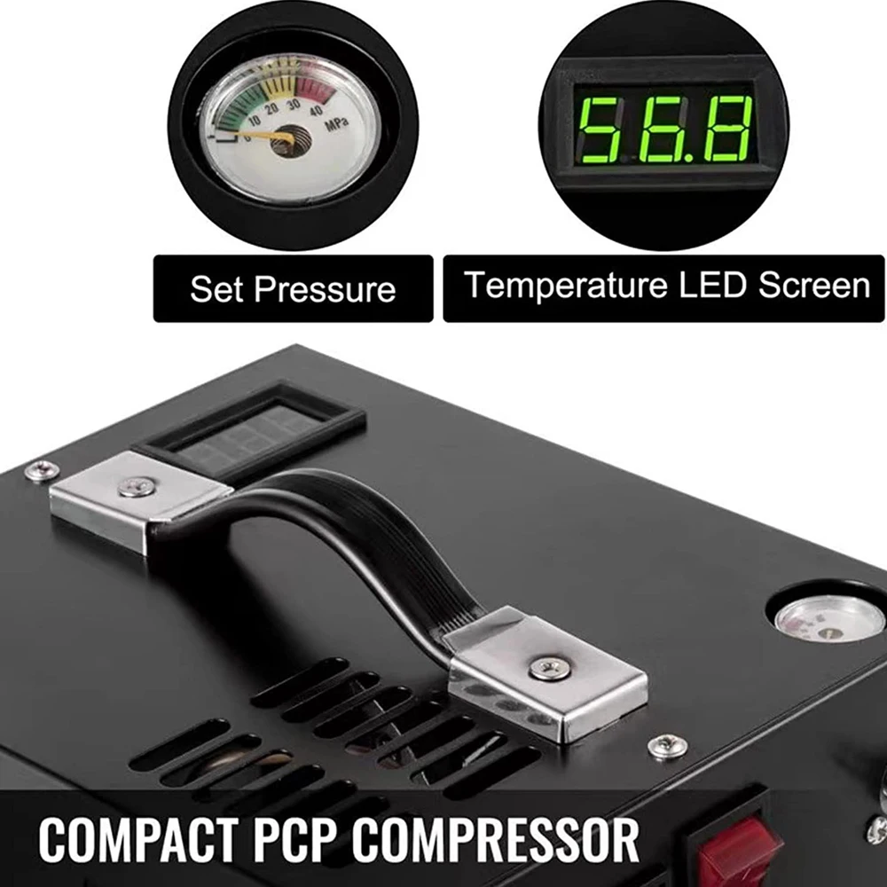 Imagem -03 - Compressor de ar Elétrico o com Barômetro Inteligente Portátil Desligamento Automático Bomba Exterior 4500psi de Alta Pressã