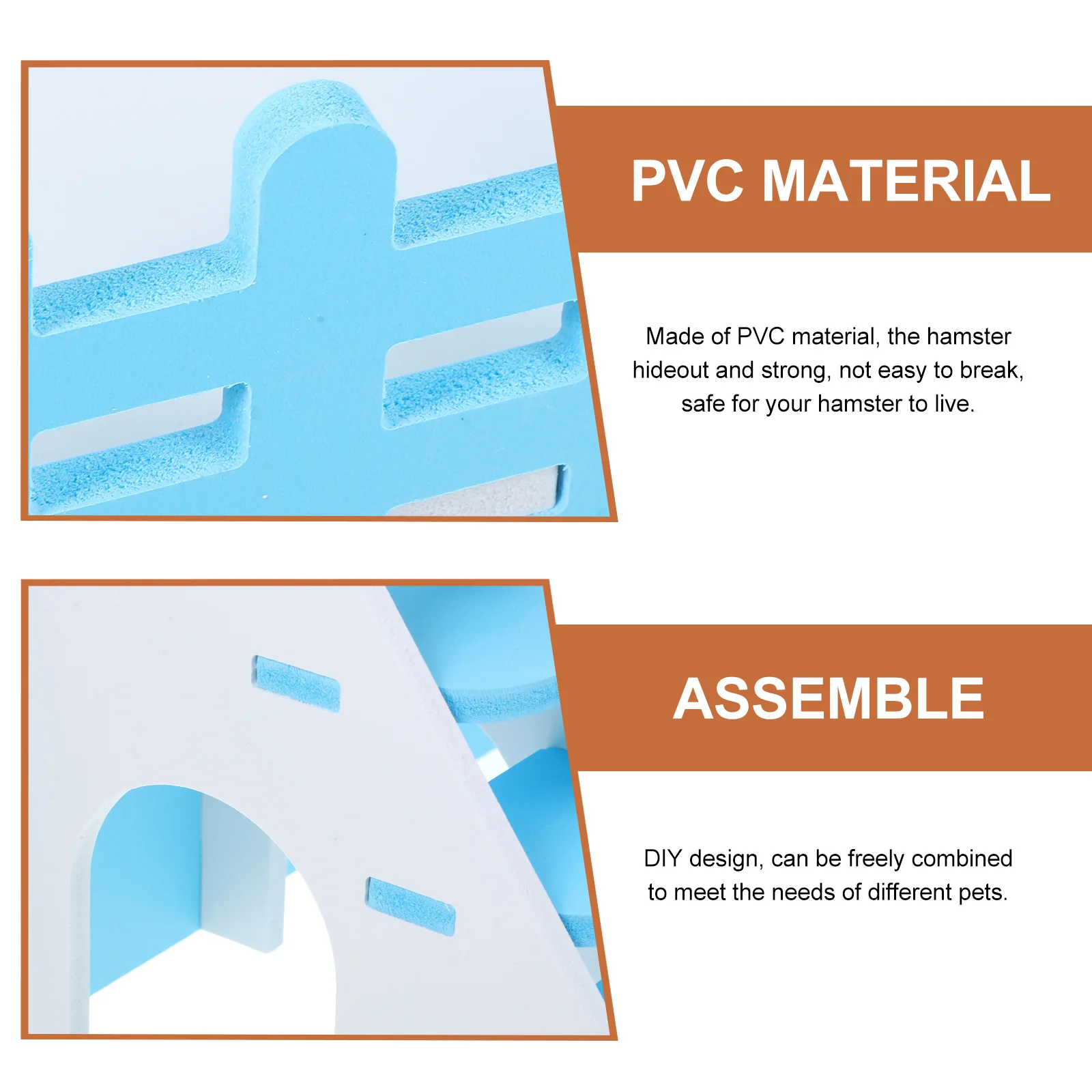 

1Set Decorative Double Hideout House for Hamsters Guinea Pigs Rats Cage Accessories Durable PVC Material Play