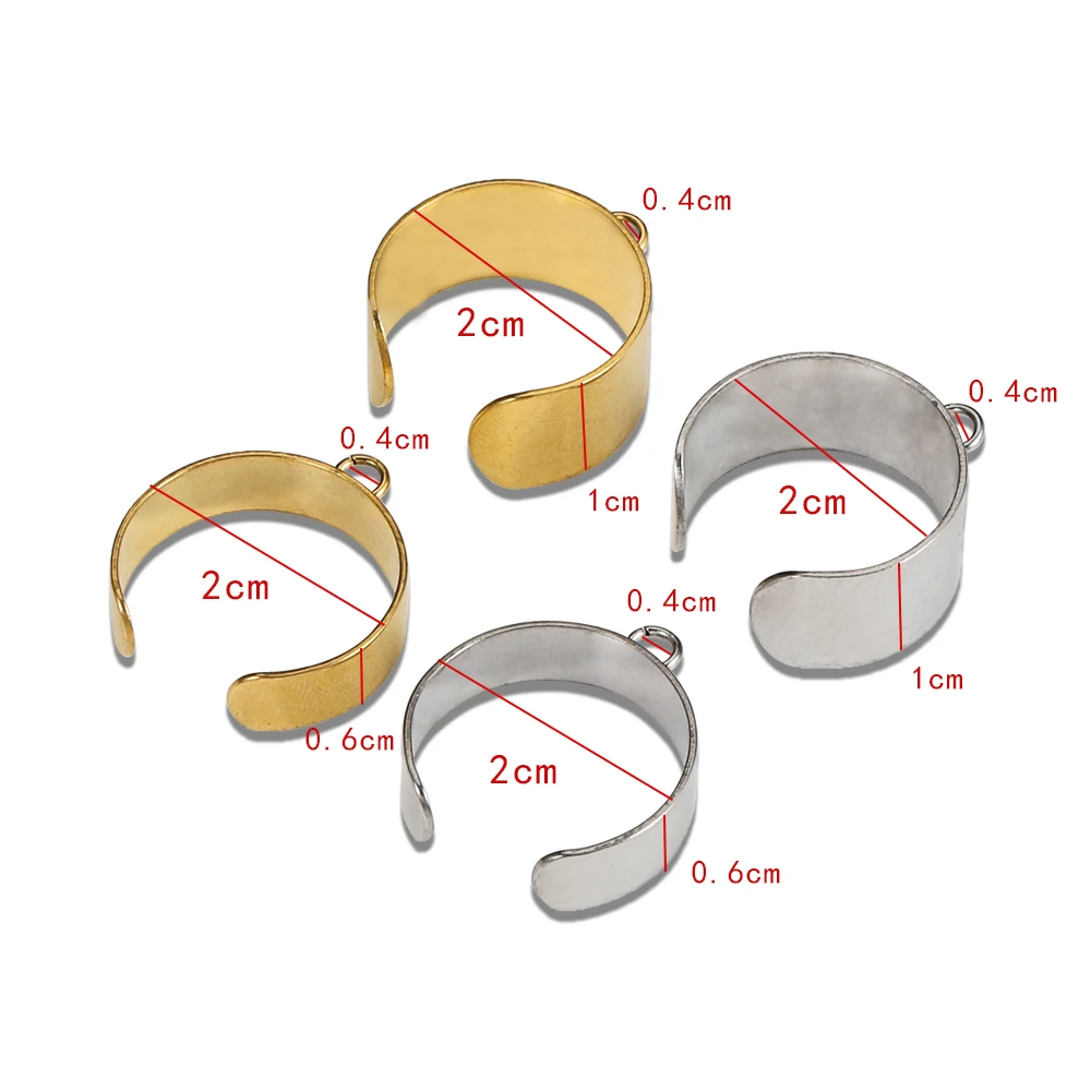 ステンレス鋼のフィンガーリングベース,ジュエリー作り用のシングルループのU字型リング,アクセサリー,6mm, 10mm,ベース,10個