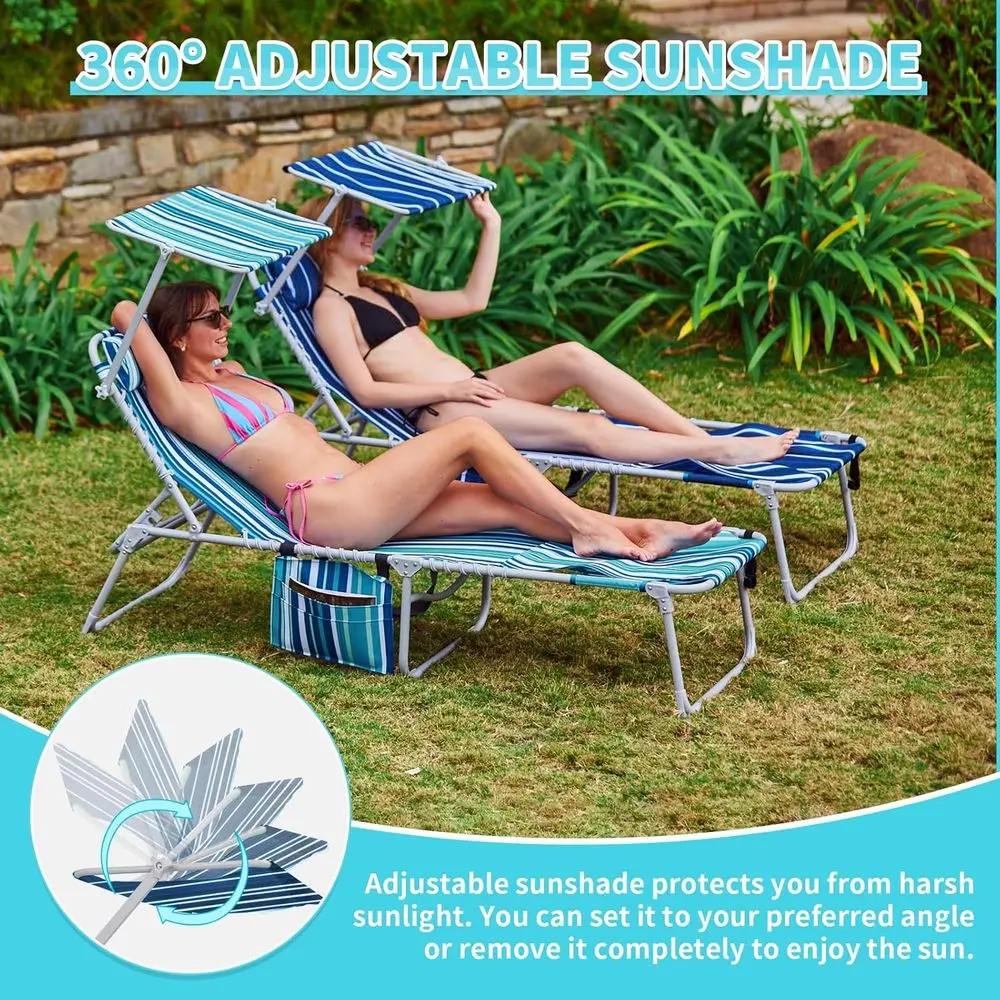 كرسي تسمير 3 في 1 قابل للطي مع فتحة للوجه ومظلة، سعة شديدة التحمل بسعة 300 رطل، 5 أوضاع قابلة للتعديل، شاي صالة خارجي #5