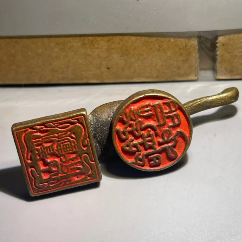 

Antique Miscellaneous Copperware Mythical Beast Seal Ornament Brass Retro Old-fashioned Brass Cinnabar Vintage Seal Ornament