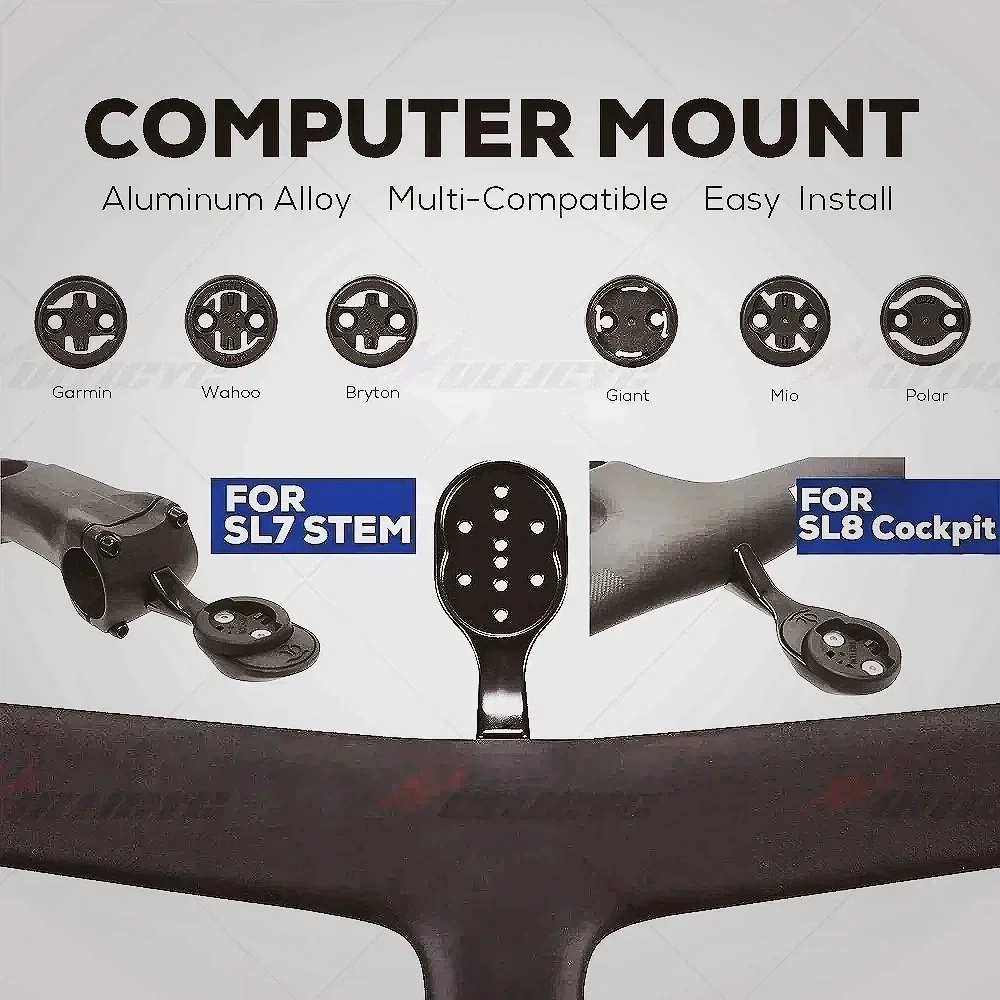 Support frontal pour ordinateur de vélo pour SL8 SL7, support GPS en alliage d'aluminium compatible avec Garmin, Gopro, Bryton, Wahoo