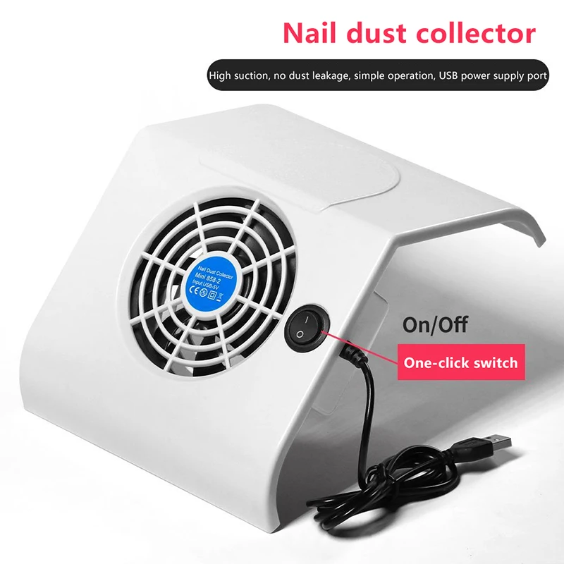 

Mini Nail Vacuum Cleaner Fan Handheld Desktop Nail Dust Collector, USB Charging with Washable Filter for Nail Filing Dust