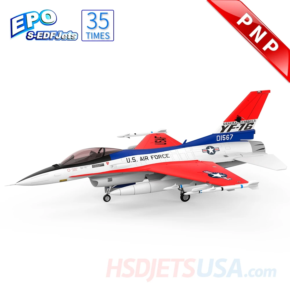 HSDJETS 105mm F16 F-16 RC EDF Plane Jet Model 12S PNP V2 with MFC2085 Half Metal EDF