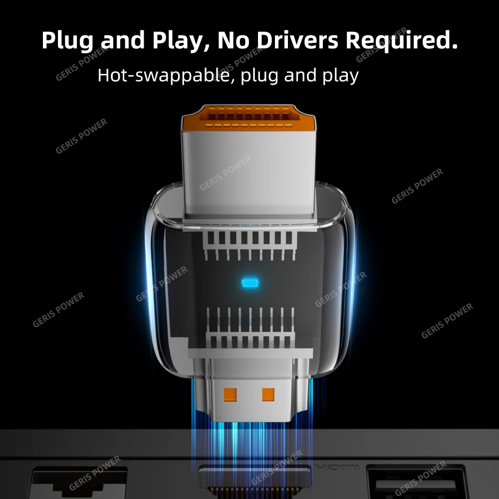 Transparent 8K@60HZ HDMI-compatible 2.1 Adapter 90 270 360 Degree Up/Down/Left/Right Angle Extender for HDTV Projector PS4 PS5