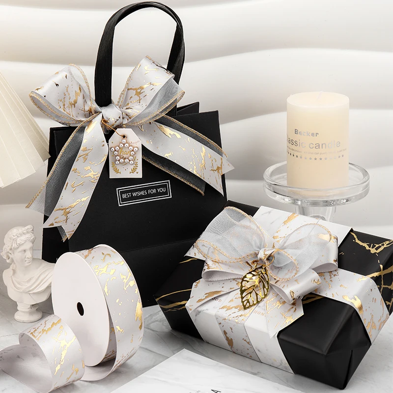 10Yards Marble pattern Series Gift Ribbon For Diy Valentines Wedding Event Party Christmas Decoration Baking Bouquet Decoration