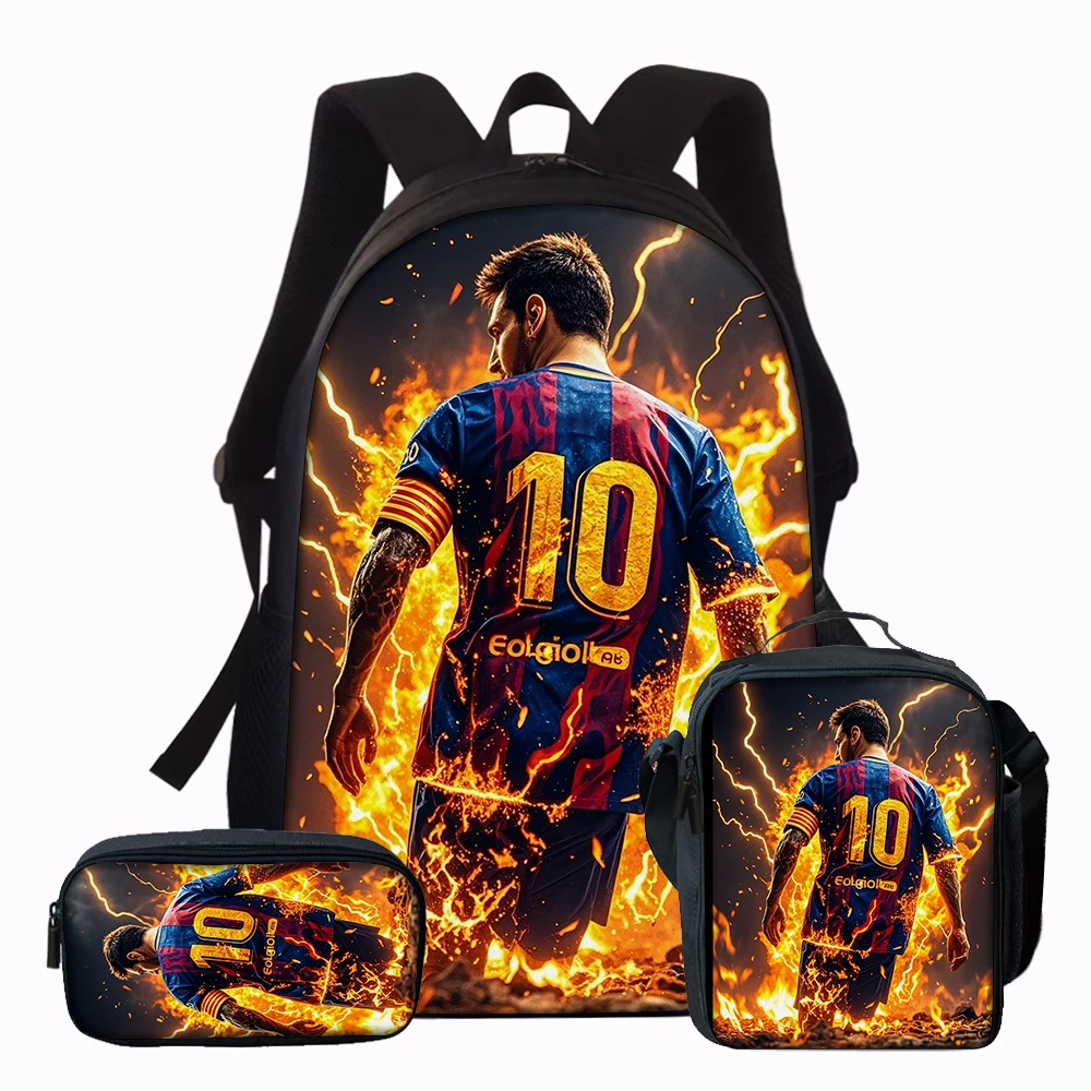 3PCS No.10 Football Player Backpack Set | Large Capacity Casual Backpack with Matching Clutch & Tote Bag, Ideal for Daily Use