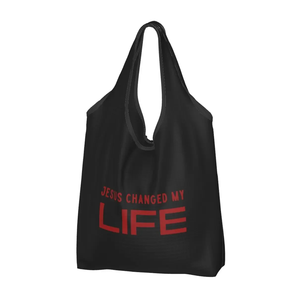 Custom  Changed My Life Church Groceries Tote Shopping Bag Women Kawaii Shoulder Shopper  Large Capacity Handbag