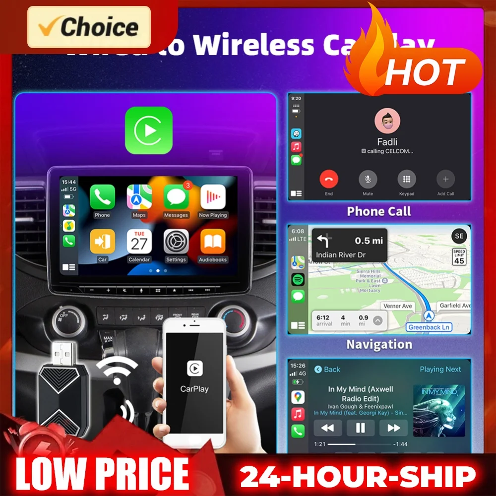 Wireless CarPlay Android Auto AI Box Adapter USB Plug&Play 2 In 1 AI Box Android 11+ for Factory Wired CarPlay Android Auto Cars