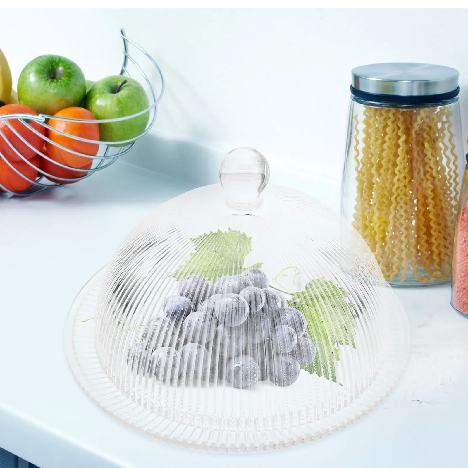 

Набор: стеклянная тарелка для торта с защитным колпаком, прозрачная подставка для десертов, поднос для хранения продуктов для сохранения свежести