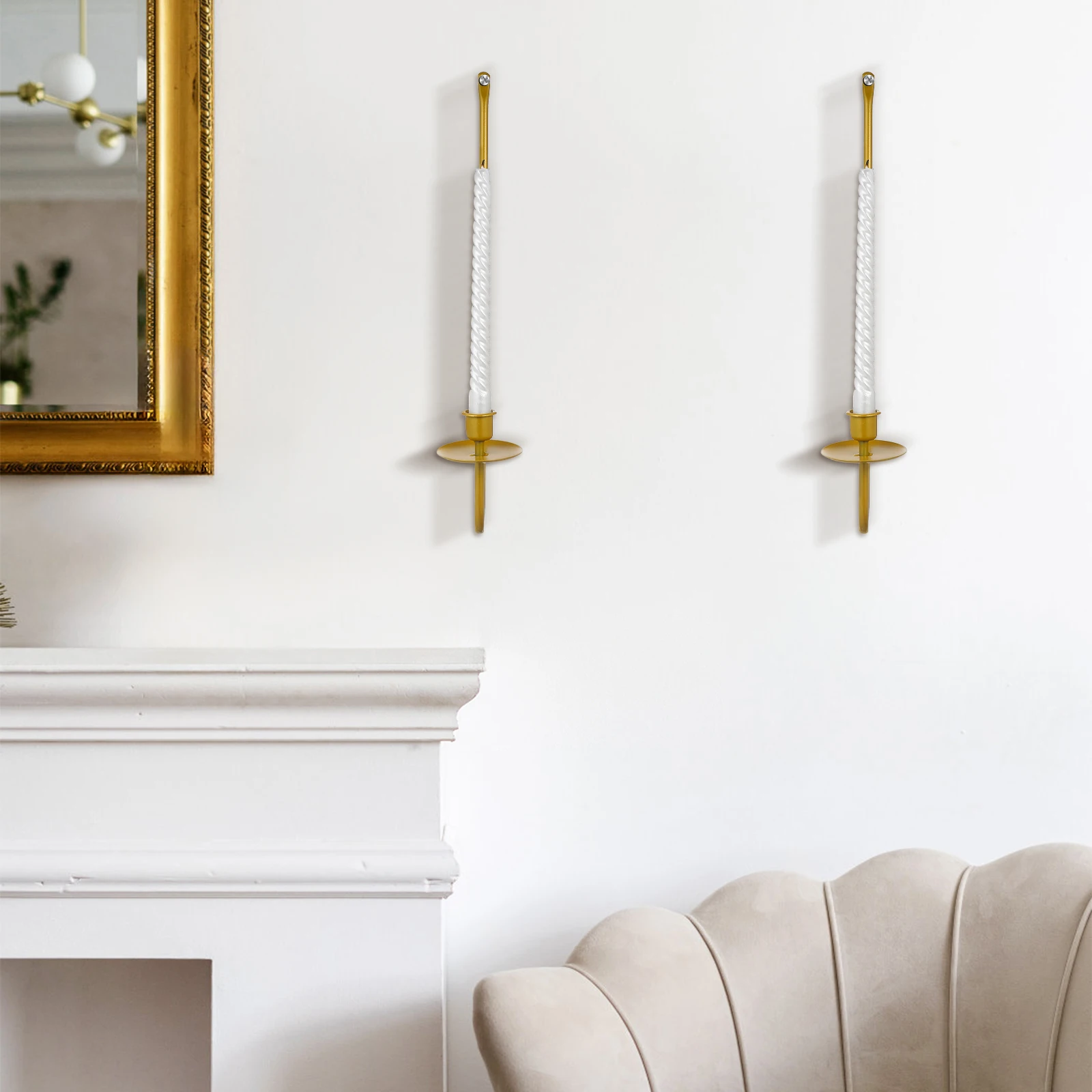 

2 pcs Golden Metal Wall Sconces Sturdy Material Easy Installation Versatile Style Wall Decor Metal Holder