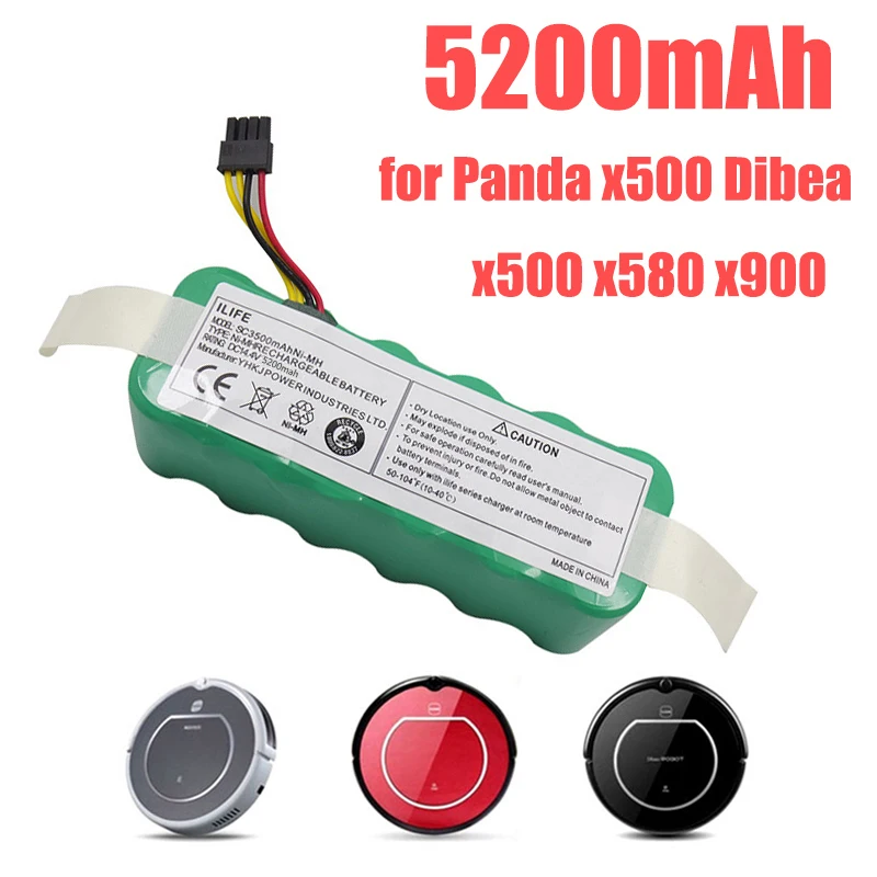 掃除機用バッテリー,14.4v,5200mah,panda x500,dibea x500, x580, x900, haier t322,t321,t320,cr120,cr121,cr540