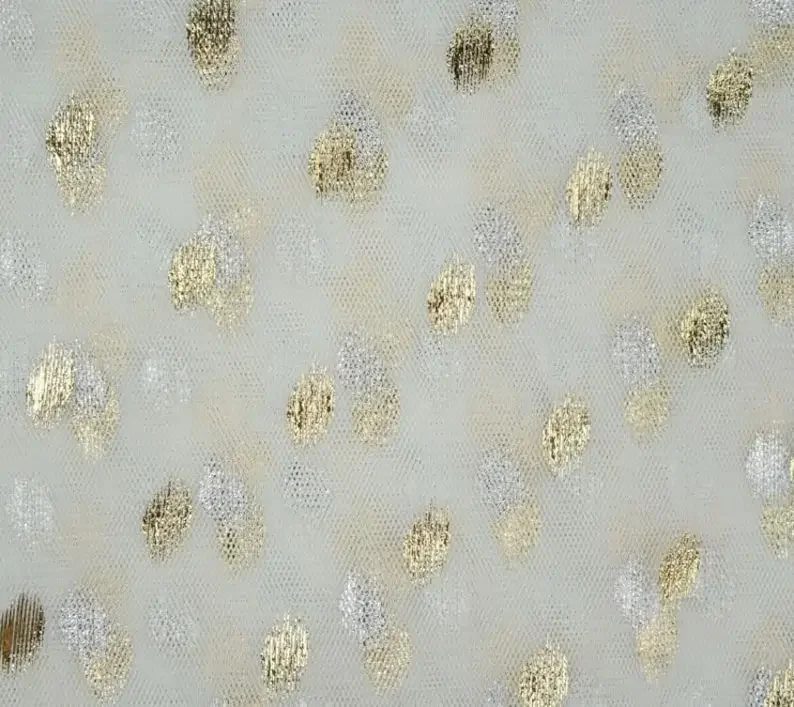 63 "عرض الذهب البيضاوي نقطة نمط الدانتيل النسيج البولكا نقطة تول النسيج ل ثوب الزفاف ، فستان الزفاف ، فستان الصيف ، فستان الحفلات