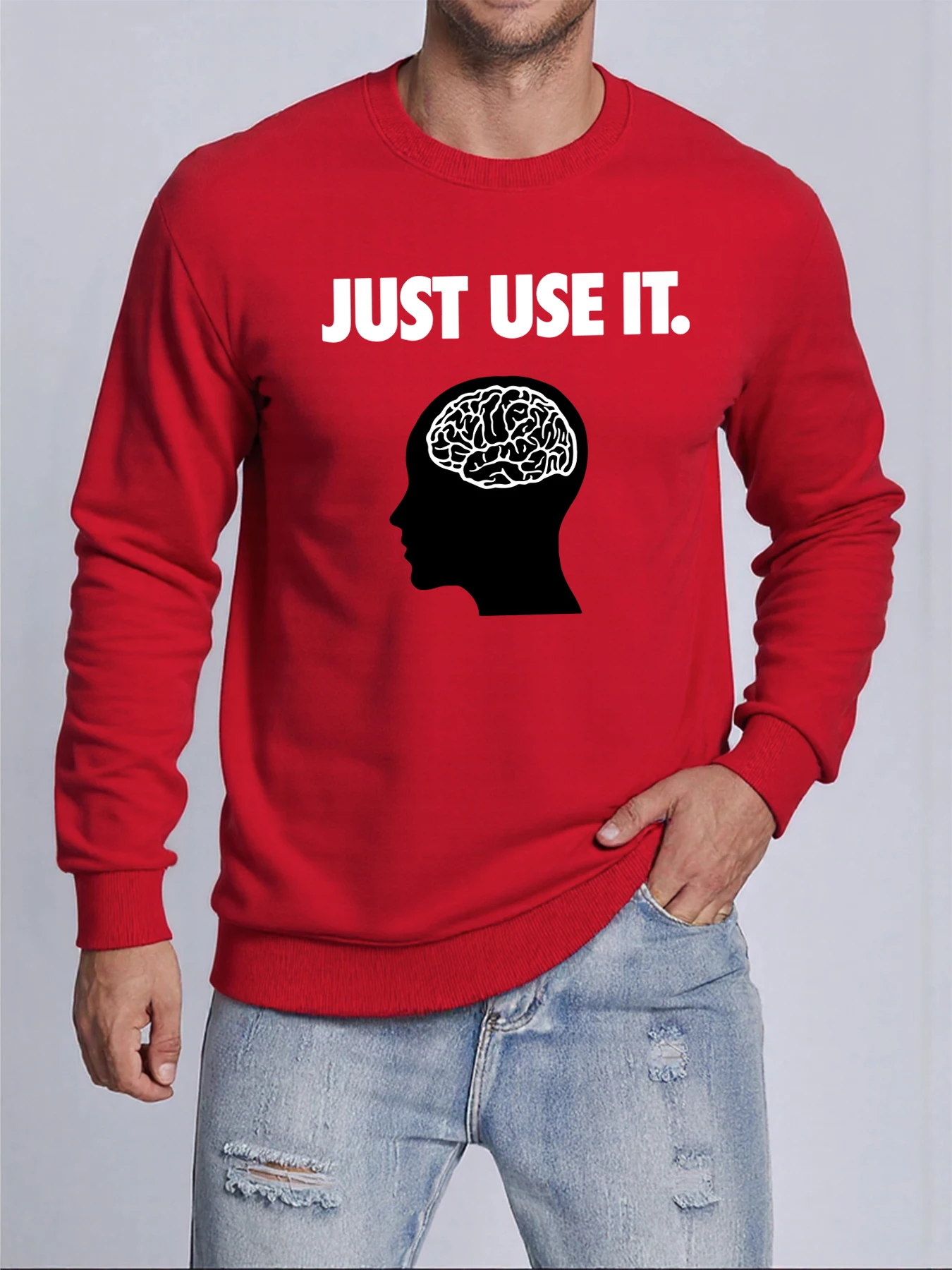 Brain Just Use It تصميم ملابس رياضية للرجال بلوزات من الصوف للشارع ملابس خريف دافئة بلوفرات عصرية مريحة للجنسين
