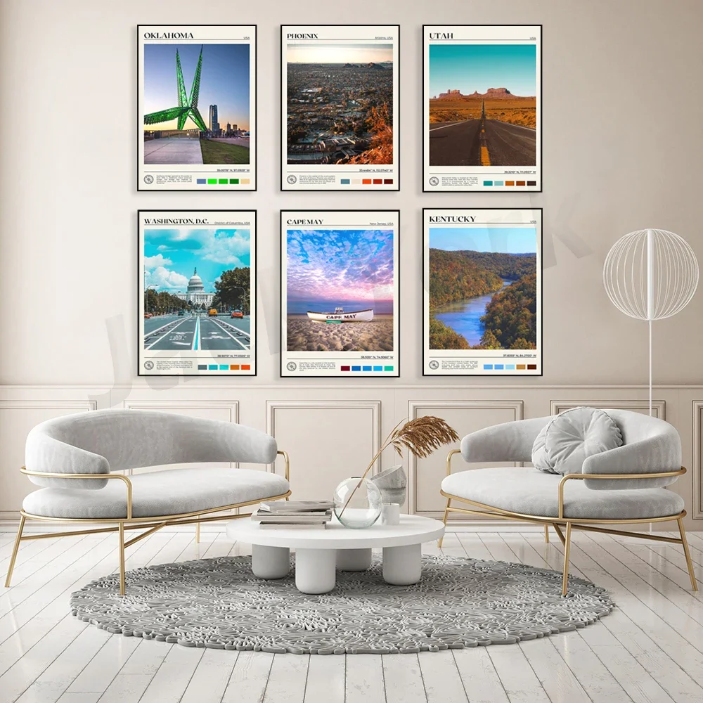 Hawaii , Colorado,Boston ,Cleveland ,Indiana,Oklahoma,Washington,Minnesota,San Antonio,Phoenix, USA Poster Print