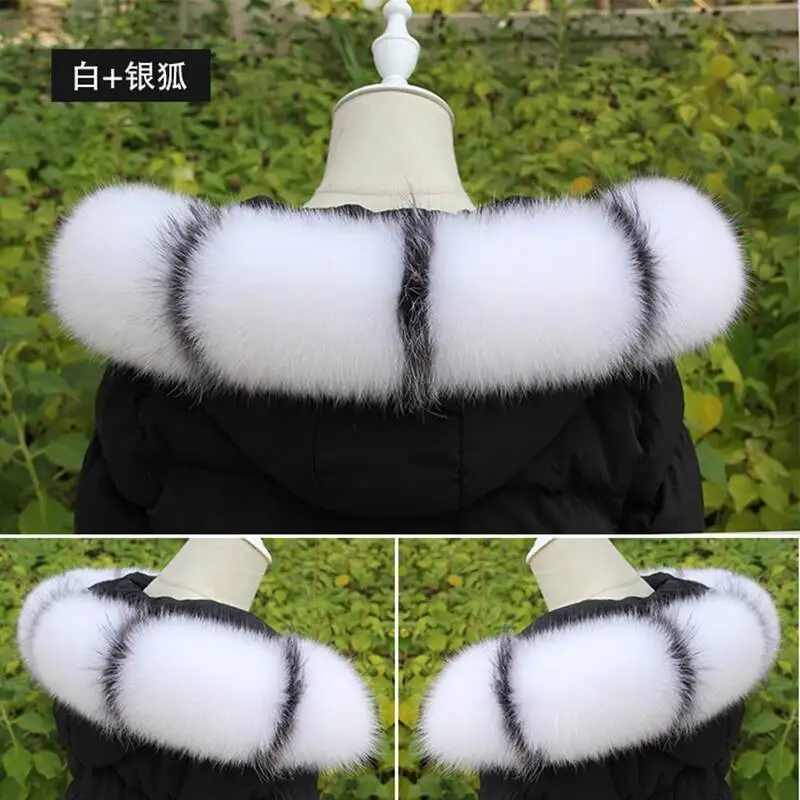 Musim Dingin 100% Real Fox Fur Kerah untuk Syal Wanita Syal Mewah Hangat Bulu Alami Syal Selendang Mantel Musim Dingin Hood Trim Kerah besar Bulu