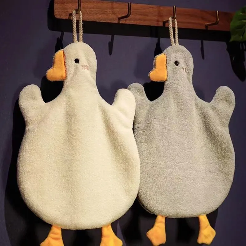 Cartoon Goose Towels Kids Hand Towel Washcloth Cute Small Towels Strong Water Absorption Bathroom Toilet Hand Towel Hanging Type