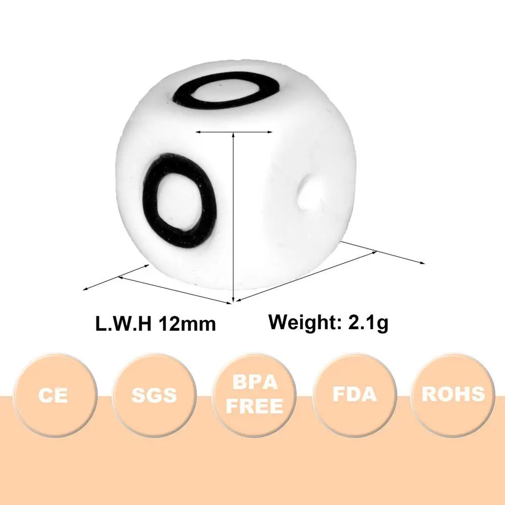 Cuentas luminosas de silicona que brillan en la oscuridad, 50 piezas, 12mm, letras del alfabeto inglés, para dentición de bebé, juguete para