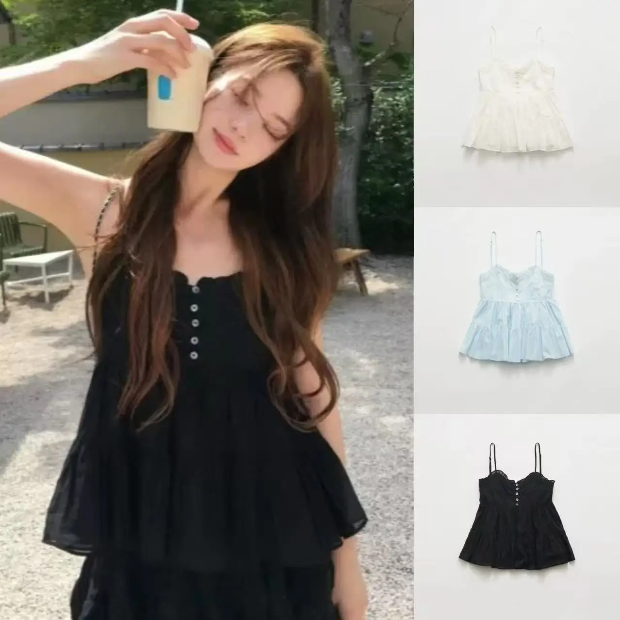 

Barnet, лето 2023, женский топ с кружевной отделкой и V-Ne ter, свободный крой, корейская повседневная однотонная верхняя одежда, повседневная одежда