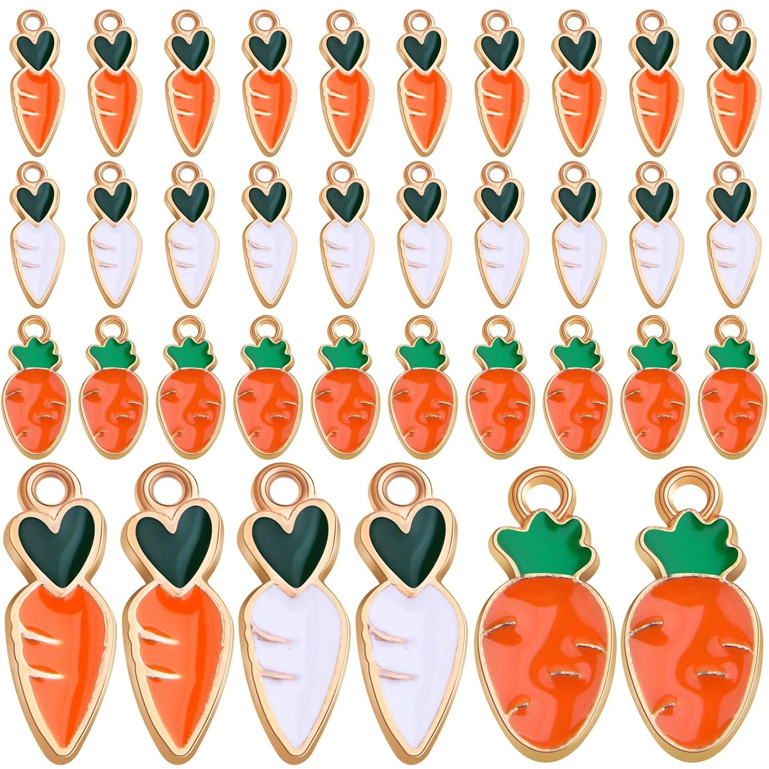 

60 шт. эмалевых подвесок в форме редиски, из сплава, в виде моркови, фруктов и овощей, для изготовления ожерелий, серег и украшений своими руками