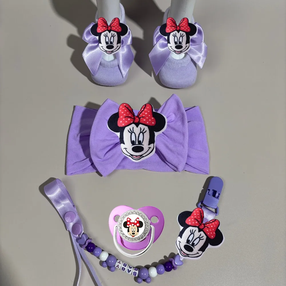 

[Newborn Decoration Set] Cute baby headband socks pacifier holder baby shower gift Bisphenol A-free newborn photo props 0-8M